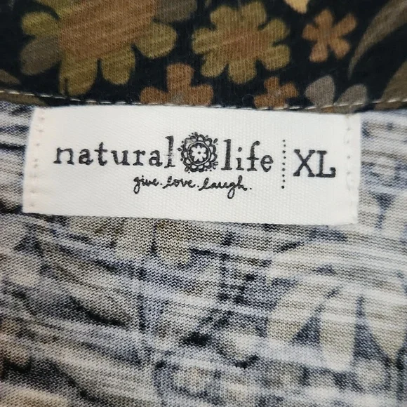 Natural Life Christa Knit Cotton Maxi Dress Black Tan Daisies Size XL - Picture 11 of 14